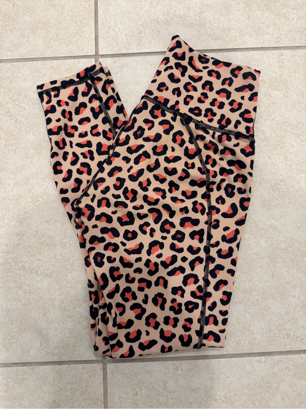 Powerhold by Fabletics Pink Coral Leopard Print High-Waist Leggings